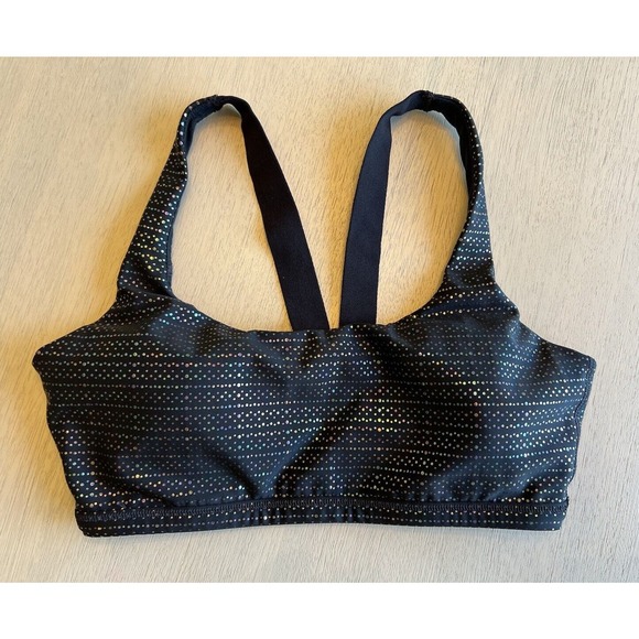 SPANX Rainbow Metallic Dot Black Low Impact Sports Bra‎ - Picture 1 of 7